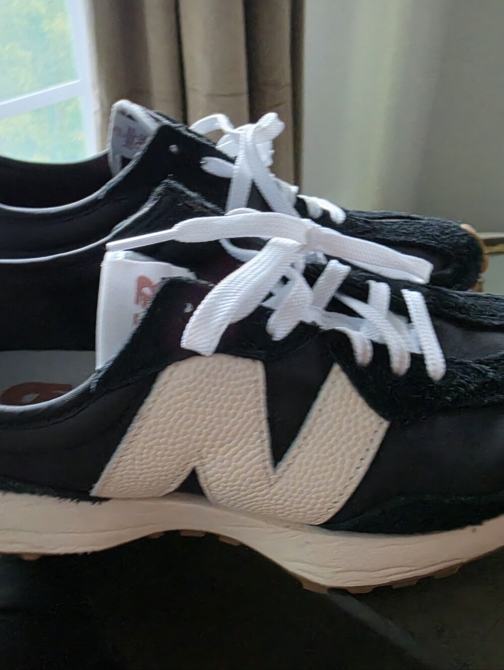 Adidas Black and White Sneakers with White 'N' Logo
